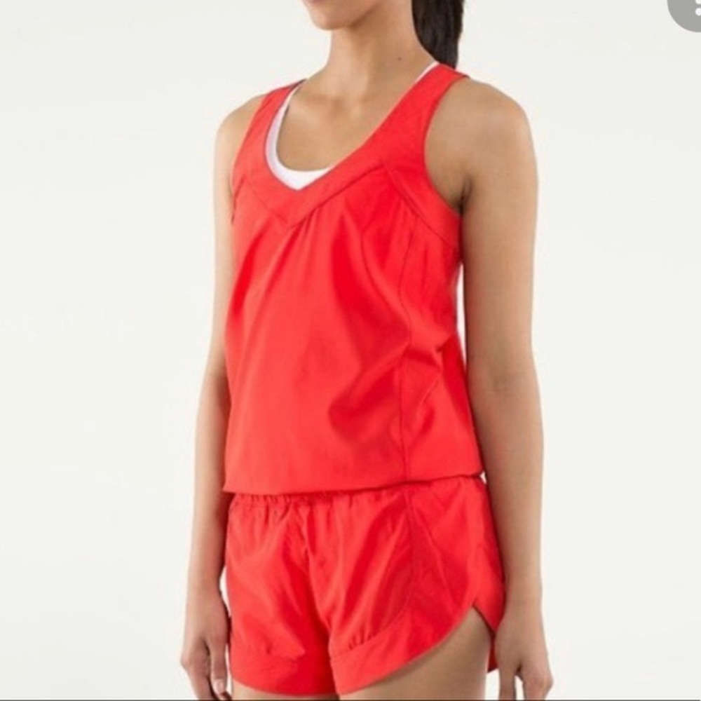 Lululemon Speedy Runsie Shorts Romper 10 love red vintage leotard tank top